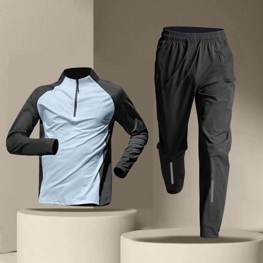 Men’s Half-Zip Quick Dry Training Set – Long Sleeve Activewear Suit - Hopshopper