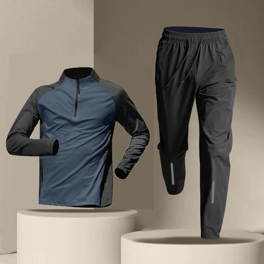 Men’s Half-Zip Quick Dry Training Set – Long Sleeve Activewear Suit - Hopshopper