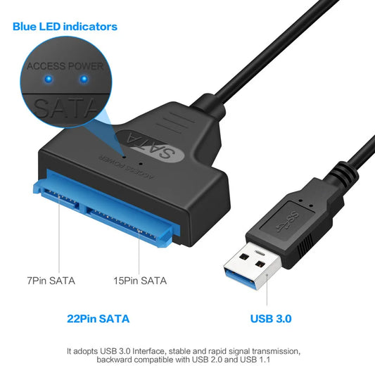 SATA to USB 3.0 Adapter Cable – High-Speed SSD/HDD Connector for 2.5" Drives - Hopshopper