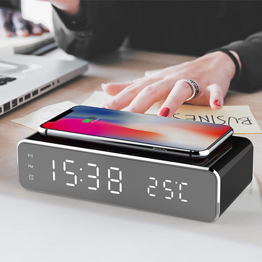 LED Alarm Clock with Wireless Charging – Multi-Function Desktop LED Electric Alarm Clock - Hopshopper